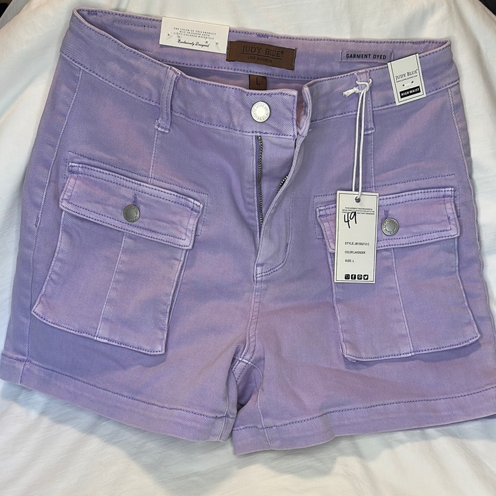 Judy Blue Purple/Lavender Cargo Shorts Utility Style NWT